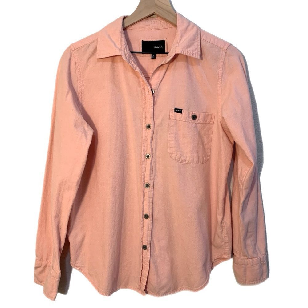 Hurley Button Up Long Sleeve Shirt Women’s Pink L.